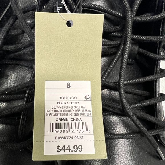 Men's Jeffery Cap Toe Combat Boots Black Size 8 Goodfellow & Co - Picture 6 of 6